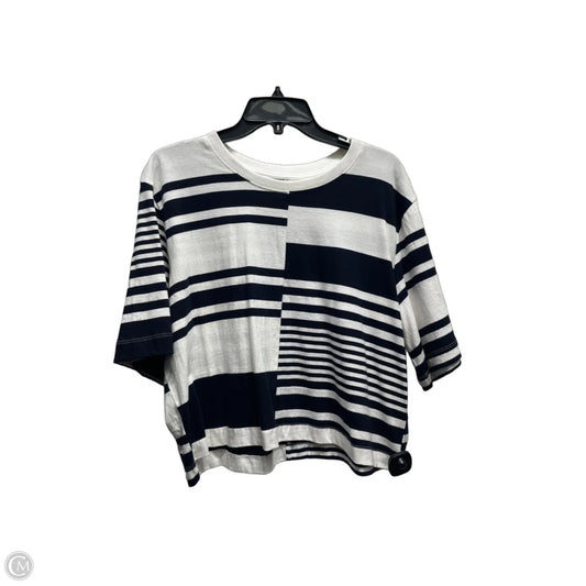 Top Short Sleeve By Maeve In Blue & White, Size: L