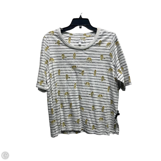 Top Short Sleeve By Chicos In Tan & White, Size: L
