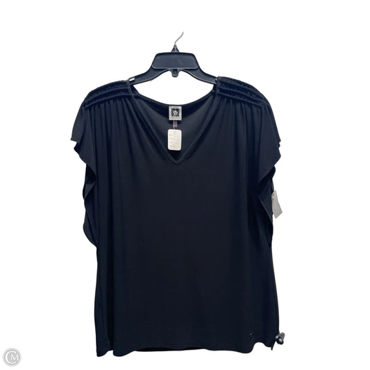 Top Short Sleeve By Anne Klein In Black, Size: L