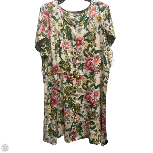Dress Casual Short By Loft In Green & Orange, Size: 2x