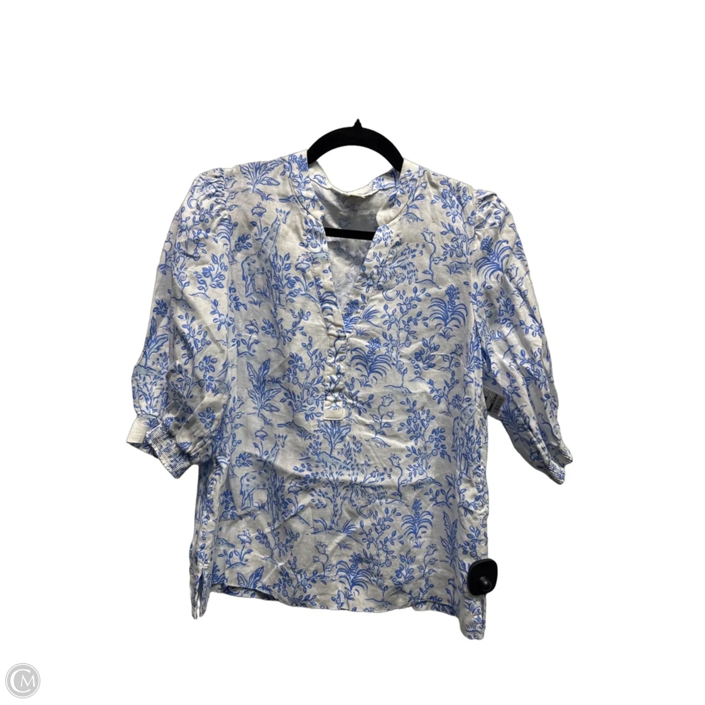 Top Short Sleeve Designer By Lilly Pulitzer In Blue & White, Size: 2