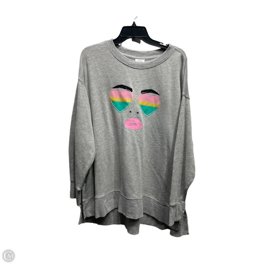 Sweatshirt Crewneck By Crown And Ivy In Grey, Size: 1x
