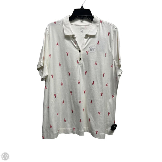 Top Short Sleeve By Kim Rogers In Red & White, Size: 1x