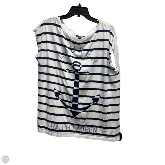 Top Short Sleeve By Lauren By Ralph Lauren In Blue & White, Size: 2x