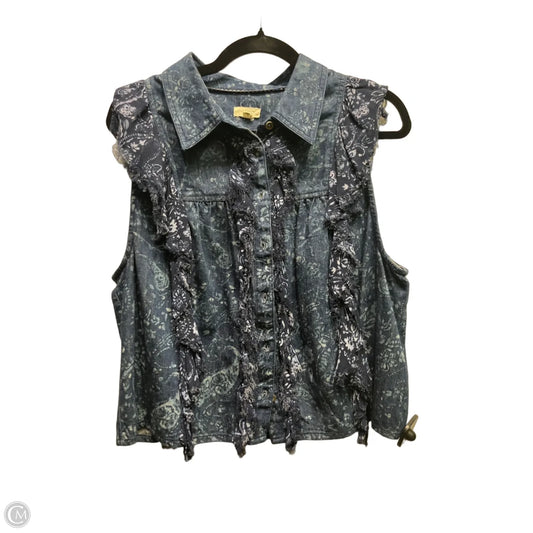 Top Short Sleeve By Pilcro In Blue Denim, Size: M