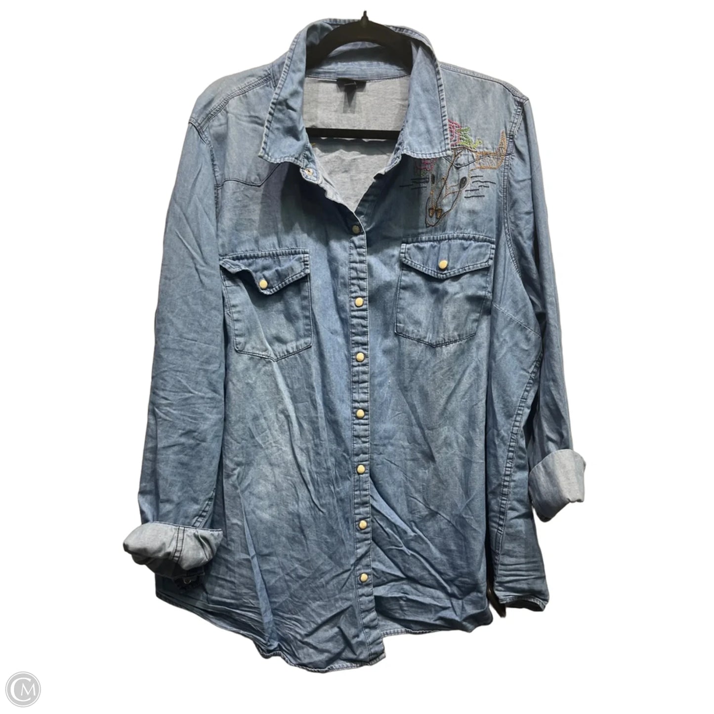 Top Long Sleeve By Torrid In Blue Denim, Size: 3x