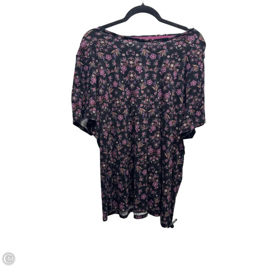 Top Short Sleeve Basic By Croft And Barrow In Black & Purple, Size: 1x