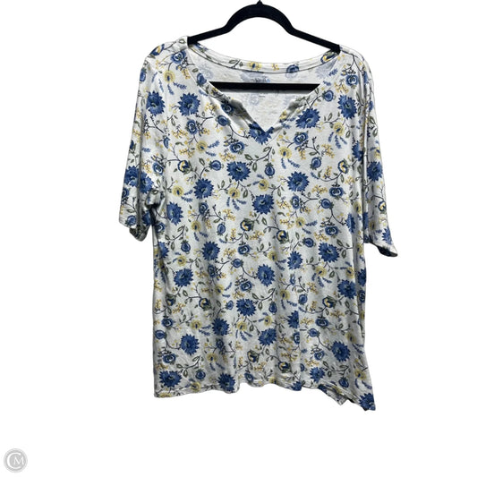 Top Short Sleeve Basic By Croft And Barrow In Blue & Yellow, Size: Xxl