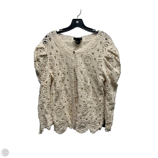 Sweater Cardigan By Clothes Mentor In Cream, Size: M