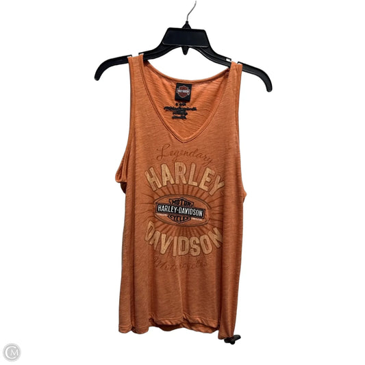 Top Sleeveless By Harley Davidson In Orange, Size: L