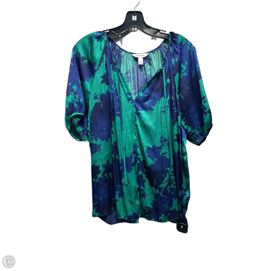 Top Short Sleeve By Nine West Apparel In Blue & Green, Size: L