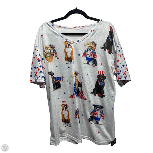 Top Short Sleeve Basic By Clothes Mentor In Blue & Red & White, Size: 2x