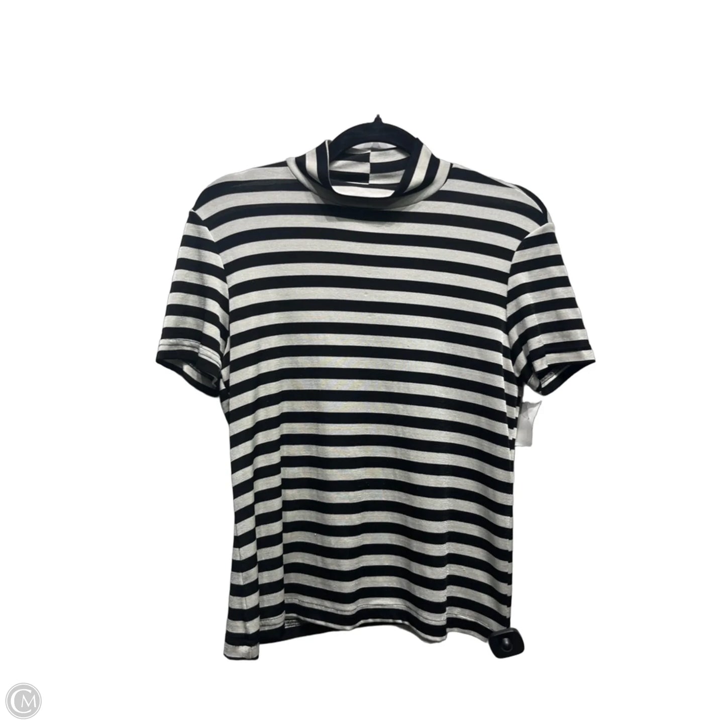 Top Short Sleeve By marcy allan  In Black & White, Size: Xl