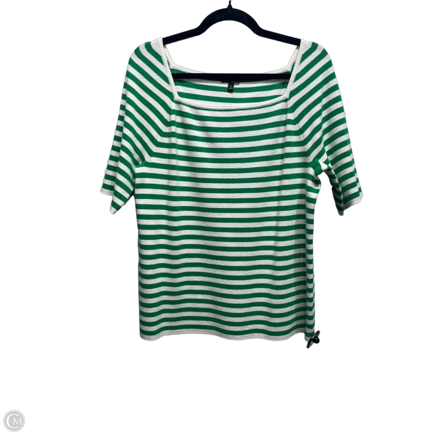Top Short Sleeve By Talbots In Green & White, Size: Xl