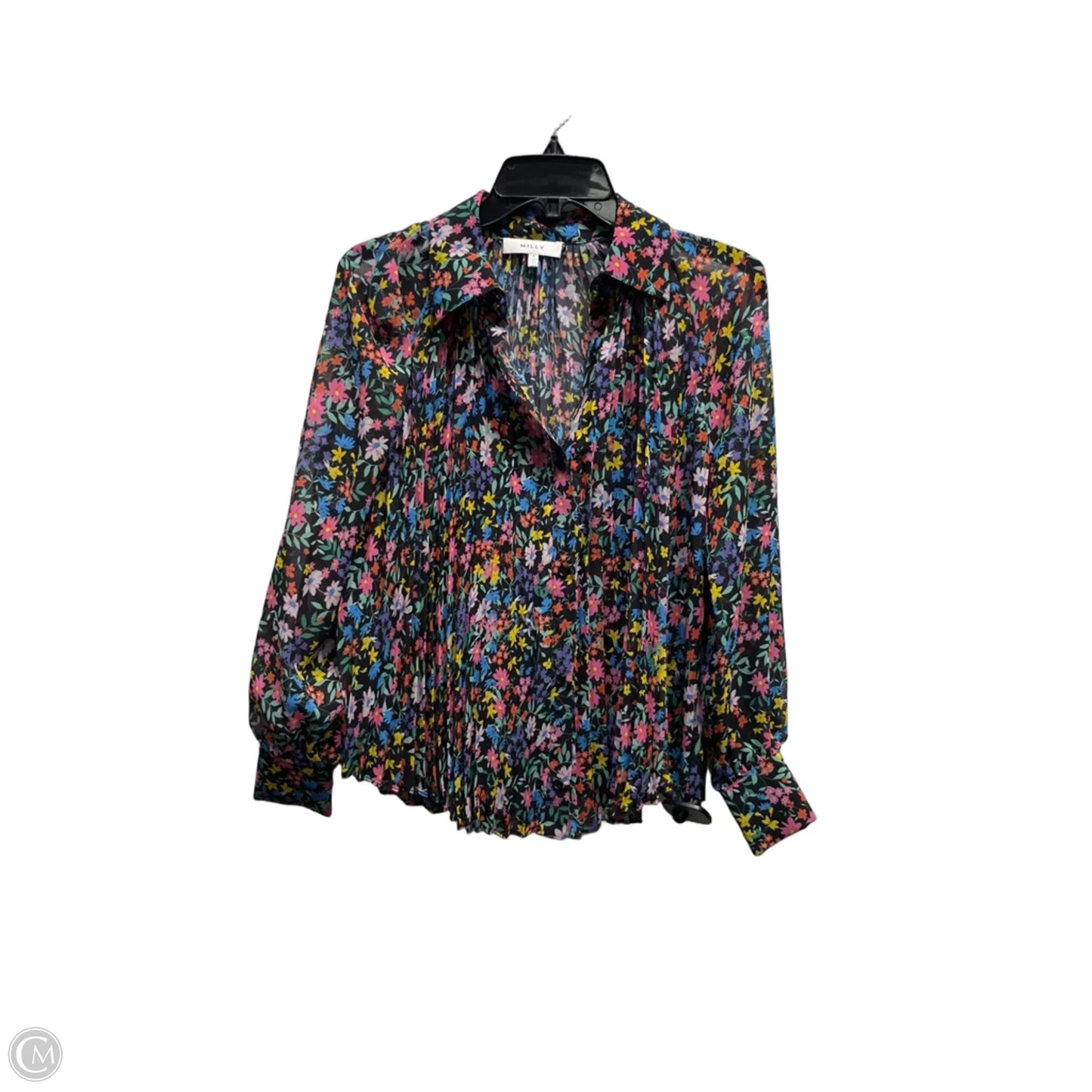Top Long Sleeve Designer By Milly In Black & Pink, Size: Sp