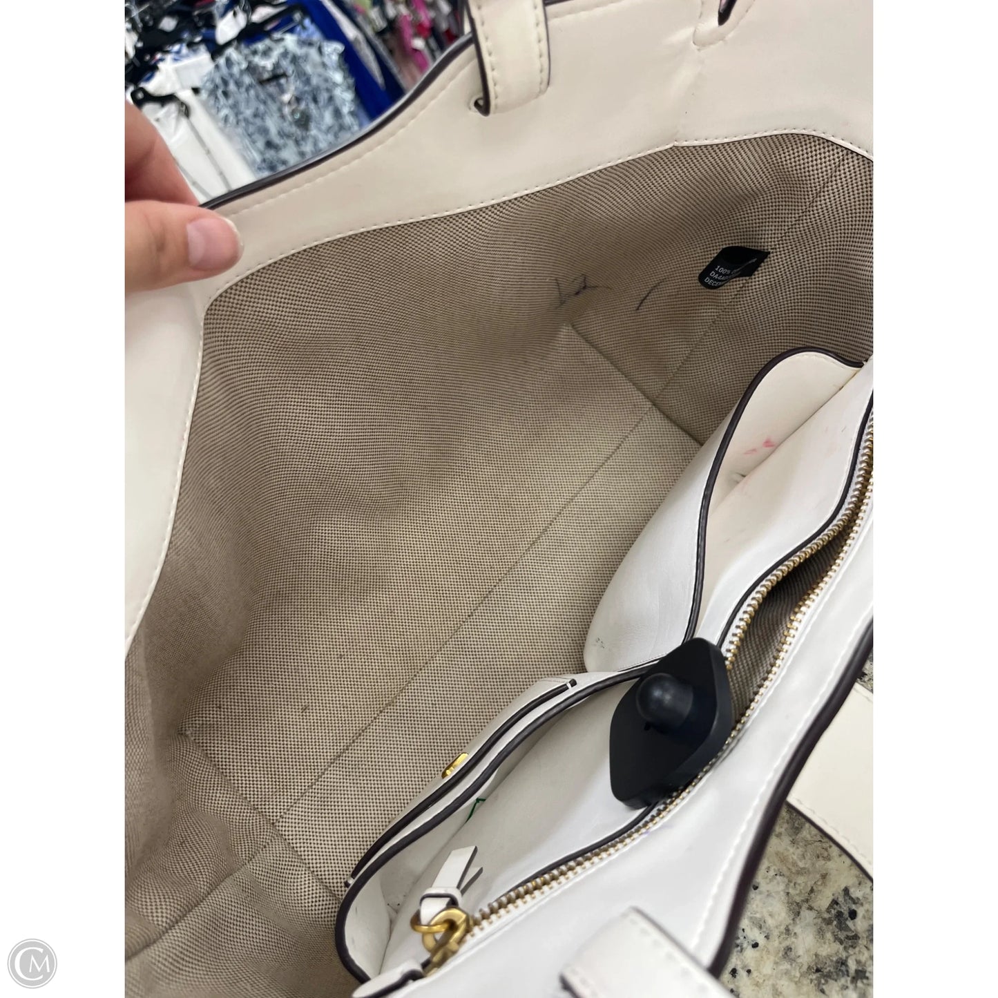 Handbag Leather By Donna Karan, Size: Medium