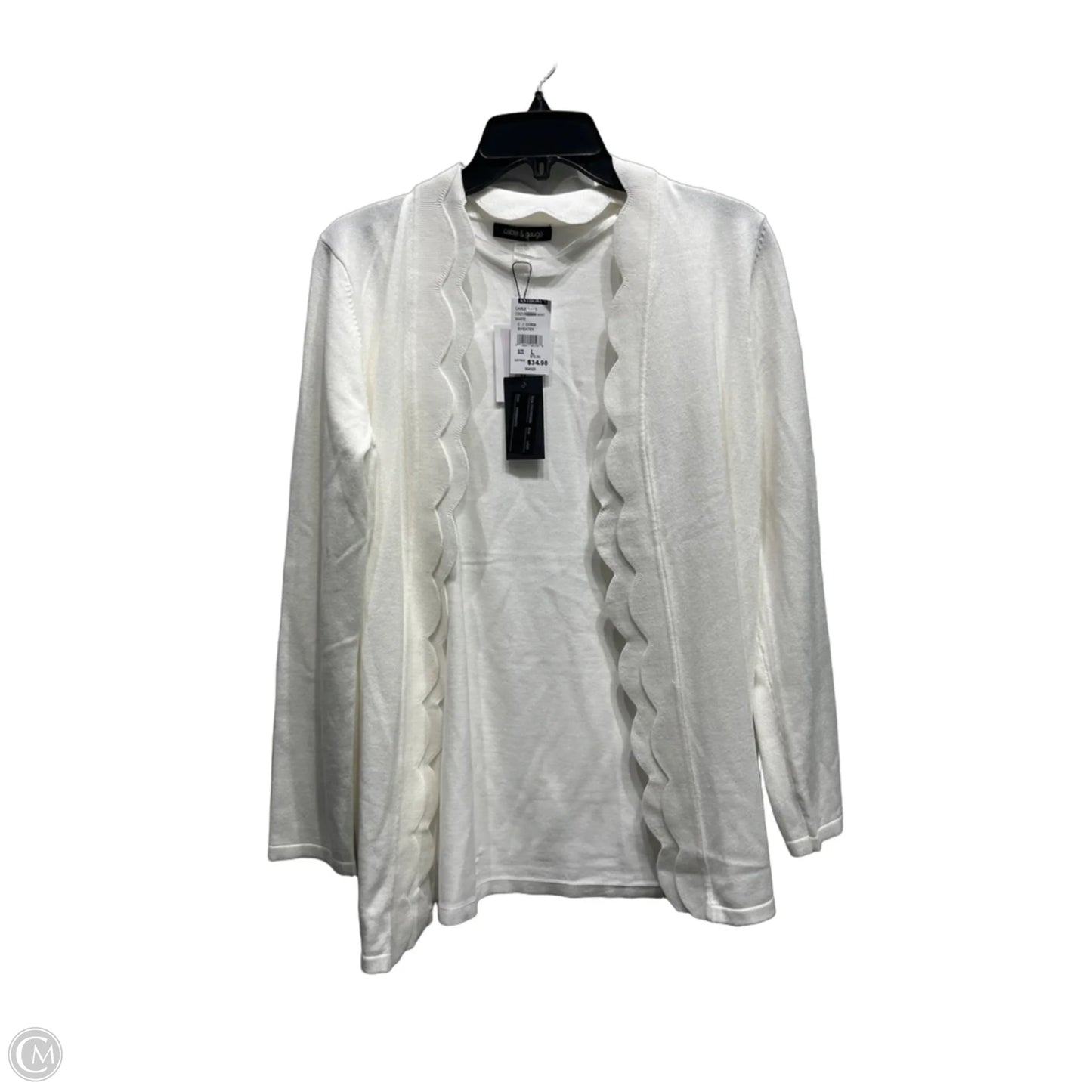 Sweater Cardigan By Cable And Gauge In White, Size: L