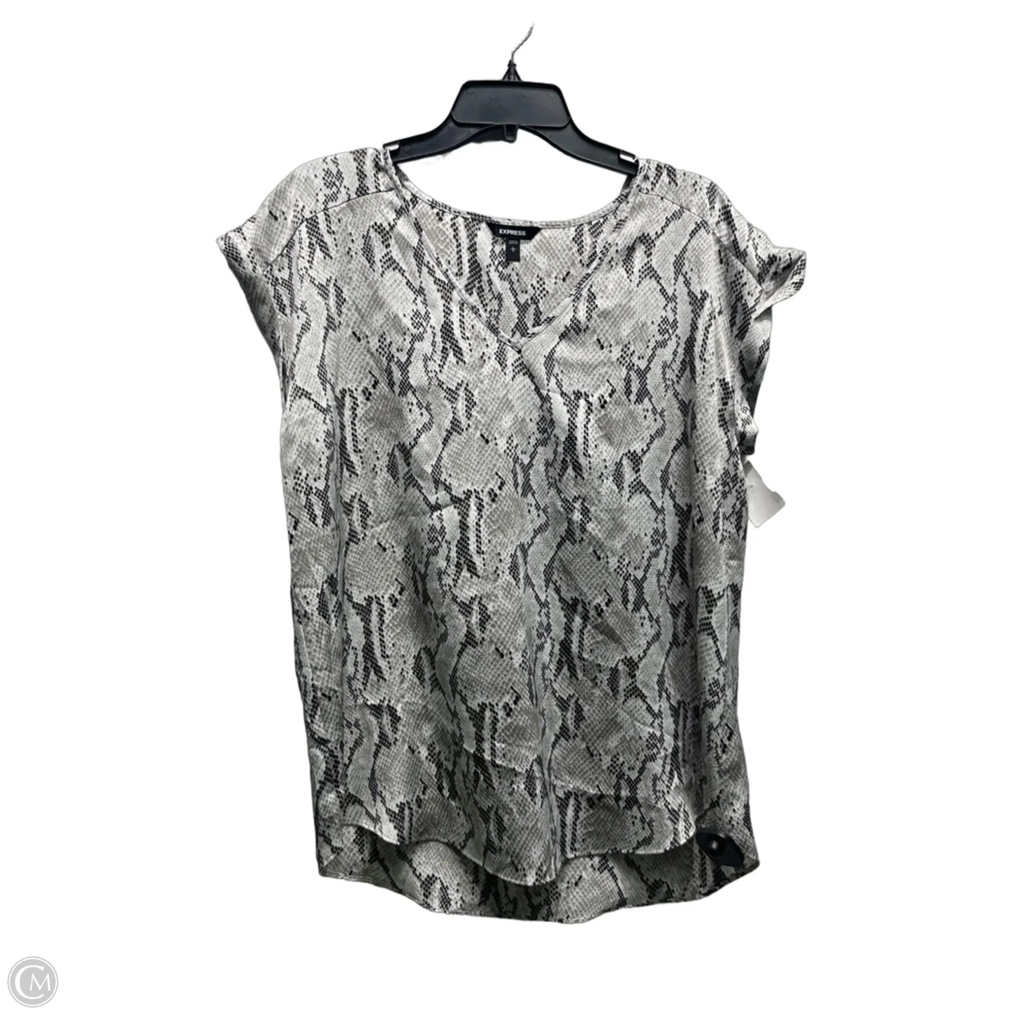 Top Short Sleeve By Express In Black & Grey, Size: L