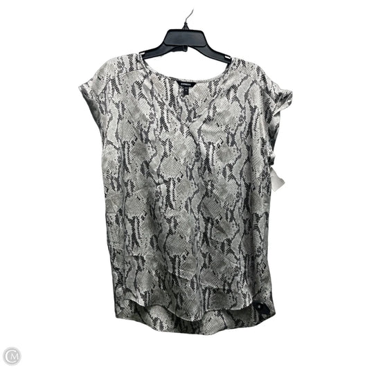 Top Short Sleeve By Express In Black & Grey, Size: L