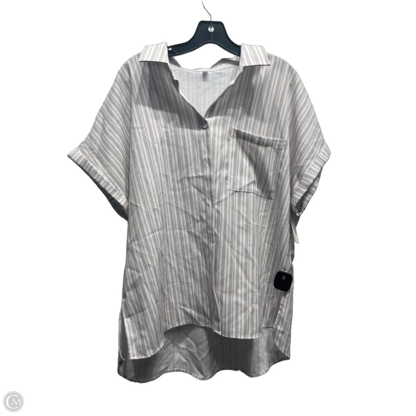 Top Short Sleeve By Clothes Mentor In Tan & White, Size: Xl