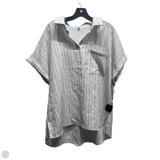 Top Short Sleeve By Clothes Mentor In Tan & White, Size: Xl