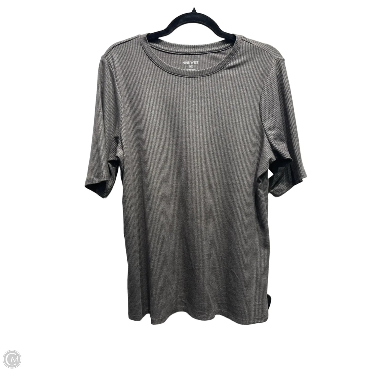 Top Short Sleeve Basic By Nine West Apparel In Grey, Size: 1x
