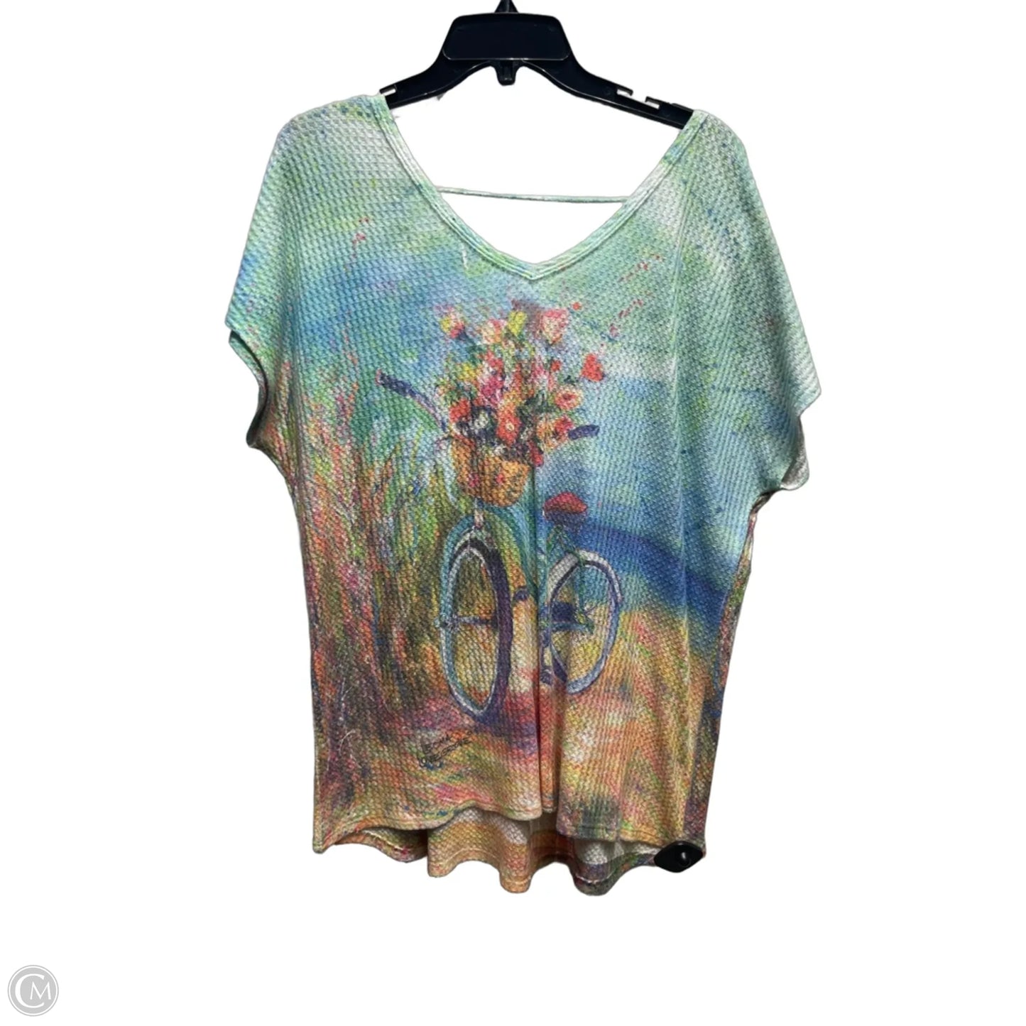 Top Short Sleeve By Leoma Lovegrove In Blue & Green, Size: Xl