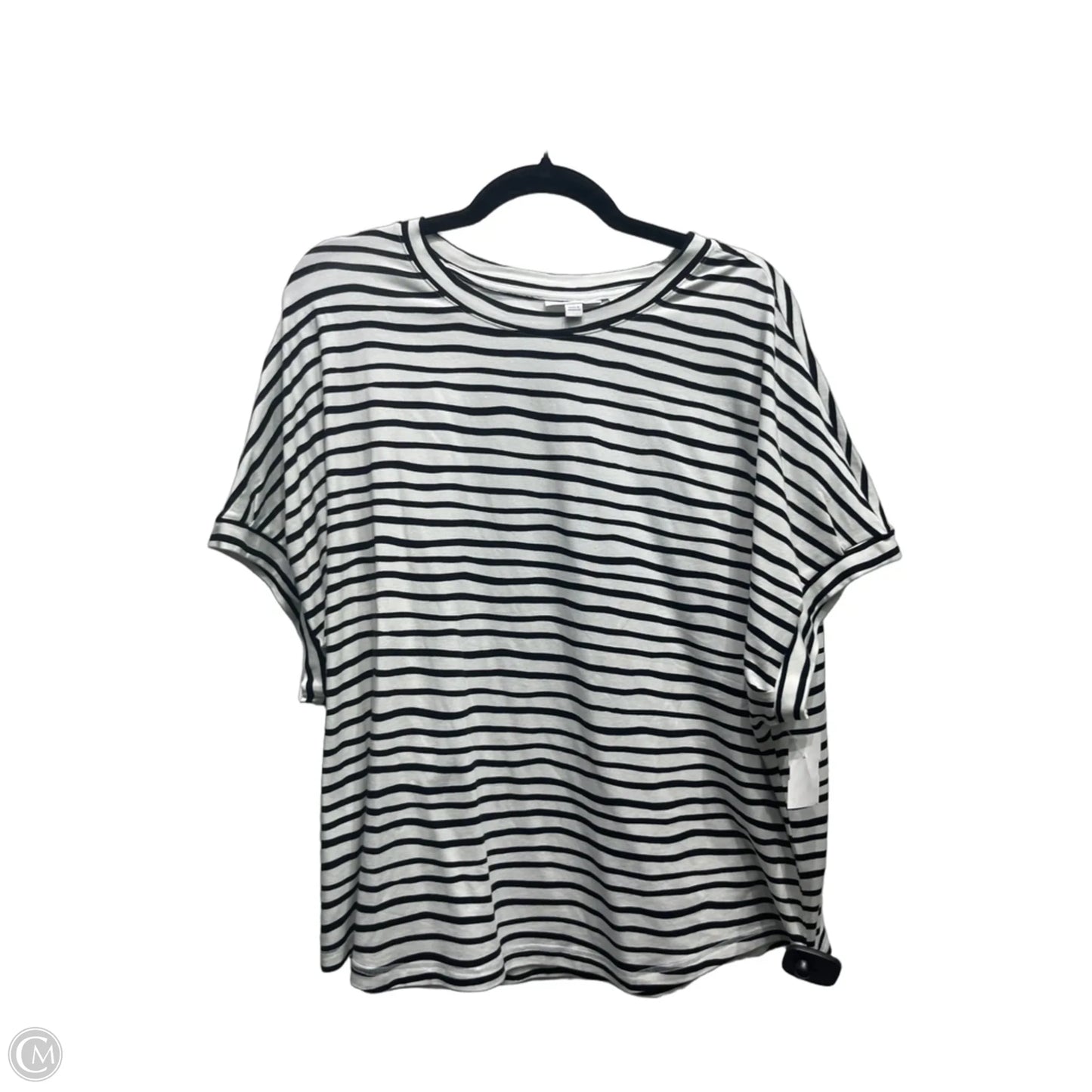 Top Short Sleeve By Chicos In Black & White, Size: Xl