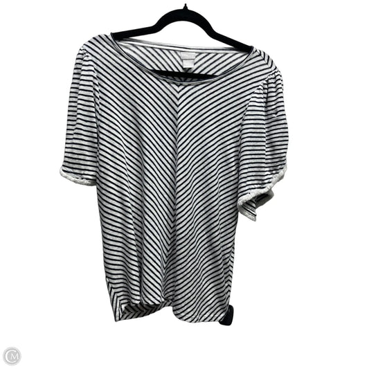 Top Short Sleeve By Chicos In Blue & White, Size: L