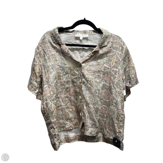Top Short Sleeve By Chelsea And Theodore In Green & Orange, Size: L