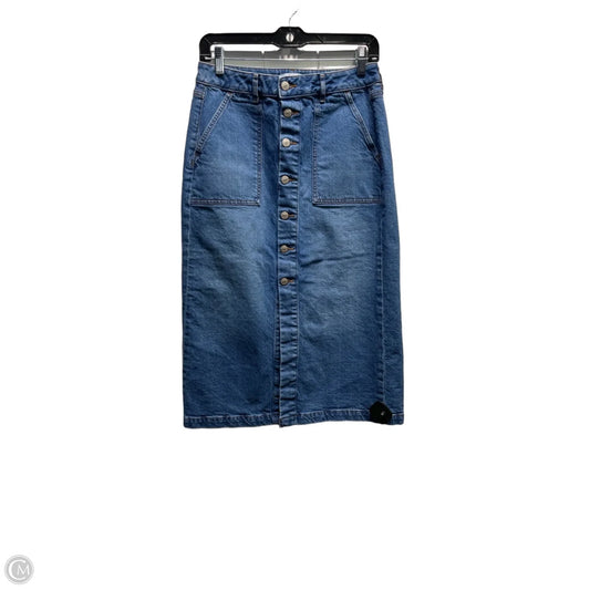 Skirt Midi By Loft In Blue Denim, Size: 4
