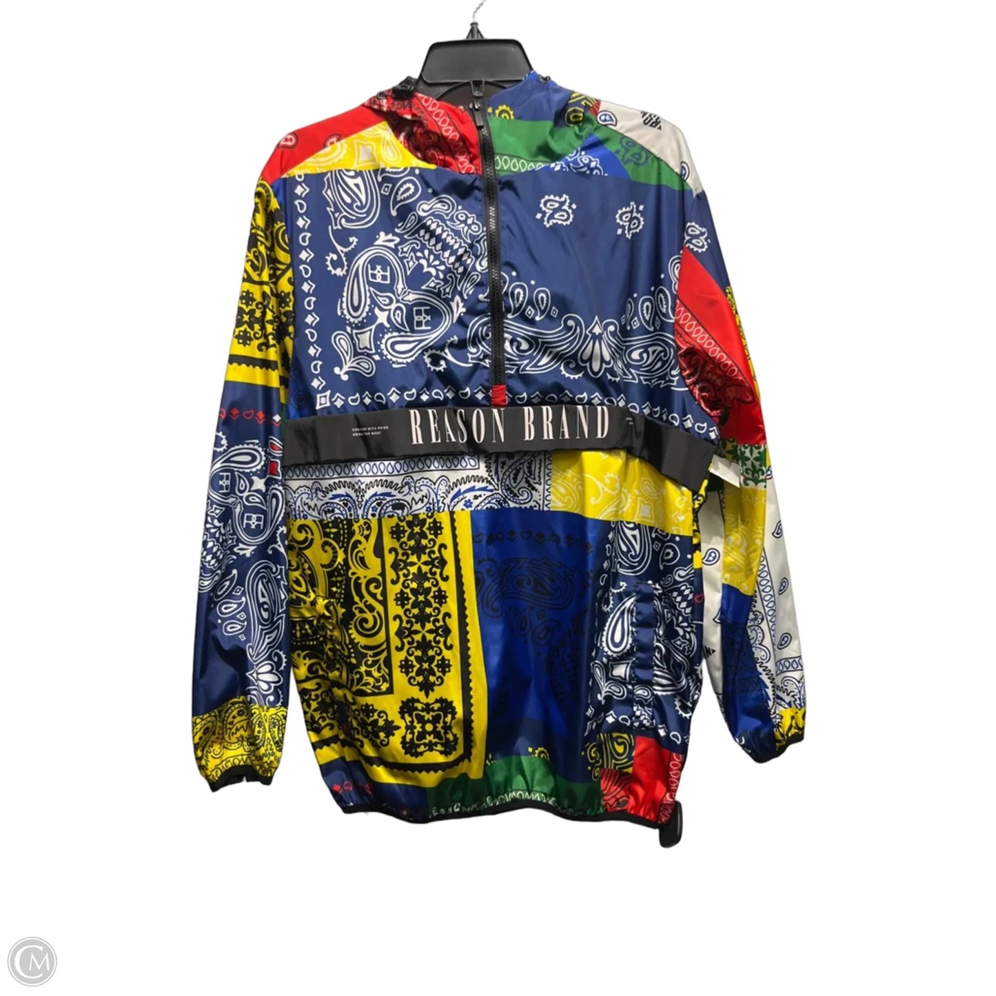 Jacket Windbreaker By REASON In Blue & Red, Size: L