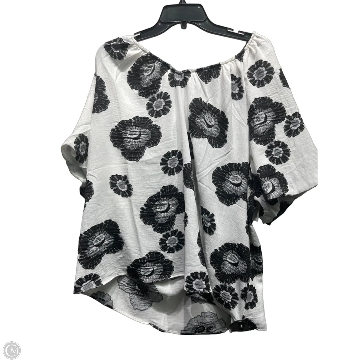 Top Short Sleeve By Zac And Rachel In Black & White, Size: 2x