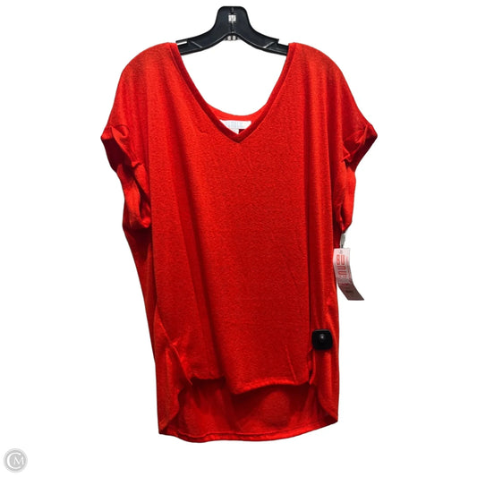 Top Short Sleeve Basic By BUNULU In Red, Size: 1x