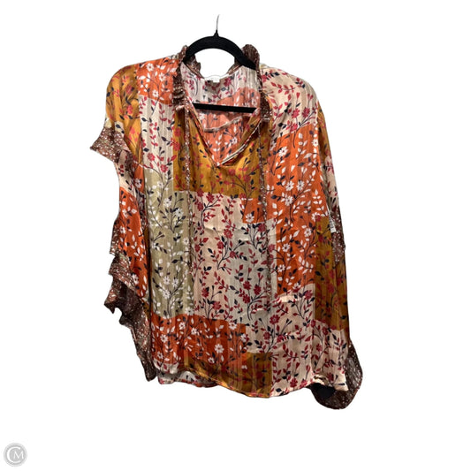 Top Long Sleeve By Grace & Lace In Orange & Red, Size: M