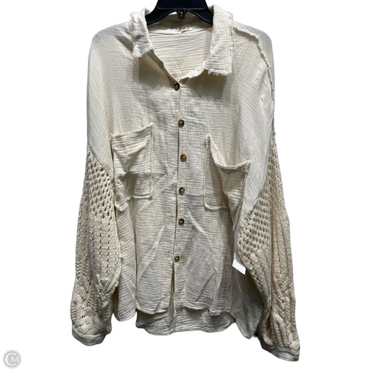 Top Long Sleeve By Pol In Cream, Size: L