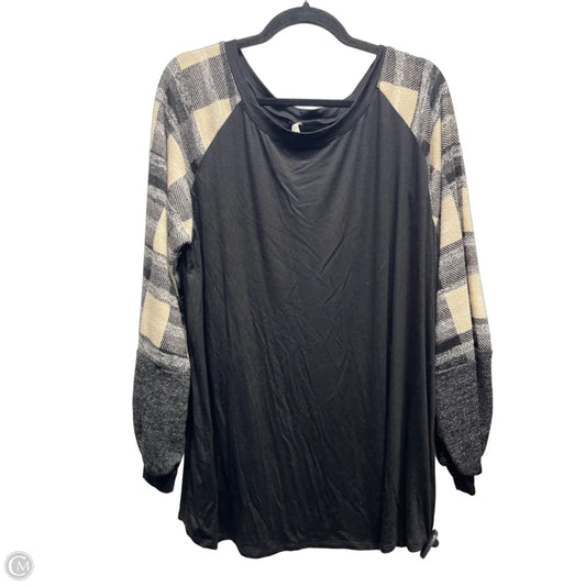 Top Long Sleeve By Celeste In Black & Cream, Size: L