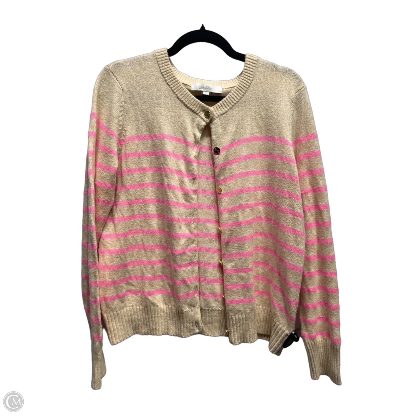 Sweater Cardigan Designer By Lilly Pulitzer In Pink & Tan, Size: L