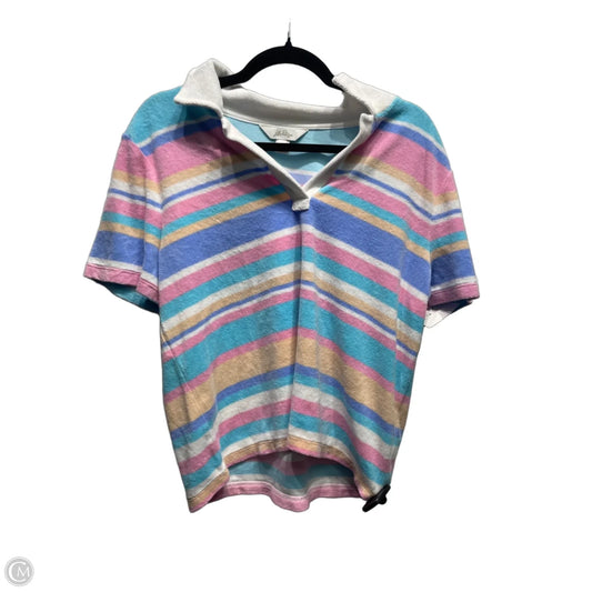Top Short Sleeve Designer By Lilly Pulitzer In Blue & Pink, Size: L