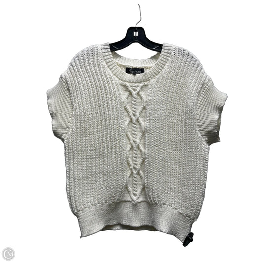 Sweater Short Sleeve By Clothes Mentor In White, Size: L