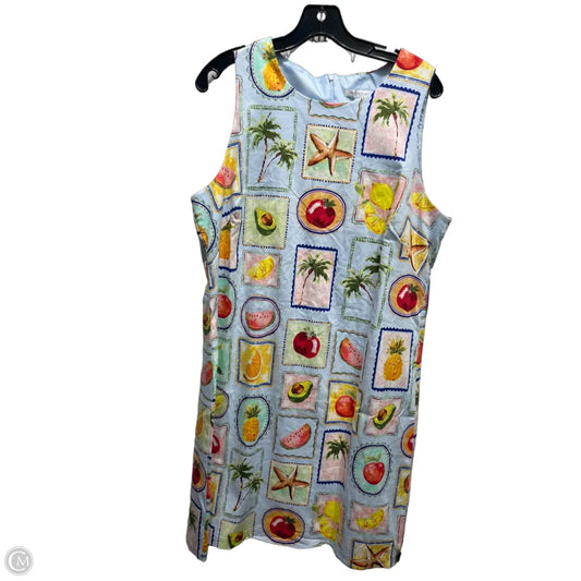 Dress Casual Short By London Times In Blue & Orange, Size: L