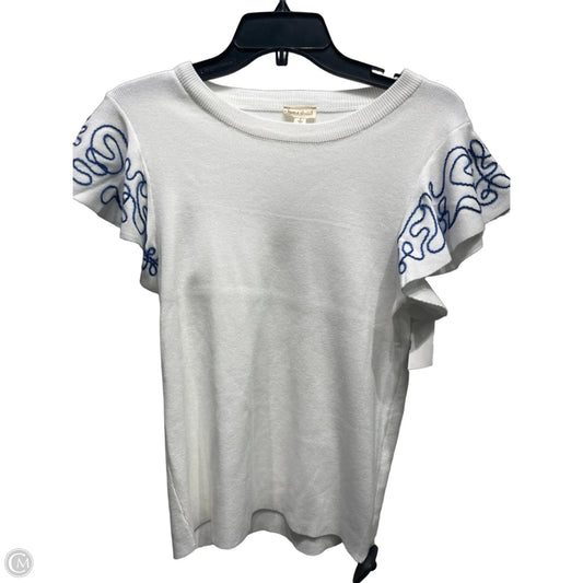 Top Short Sleeve By Hem & Thread In Blue & White, Size: L