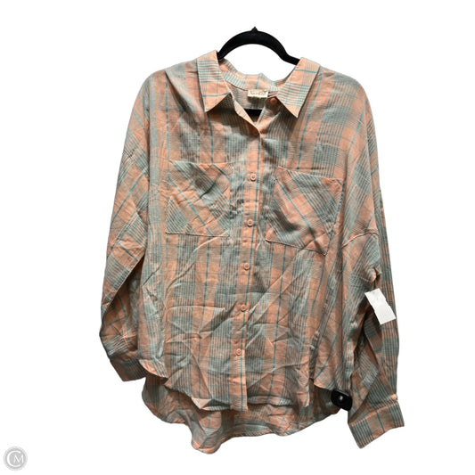 Top Long Sleeve By Hem & Thread In Green & Orange, Size: L