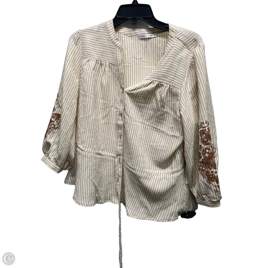 Top Long Sleeve By Figuero & Flower In Brown, Size: M