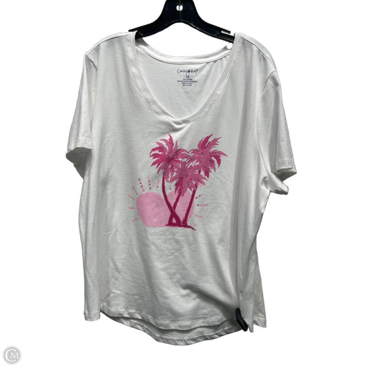 Top Short Sleeve By casey key In Pink & White, Size: 1x