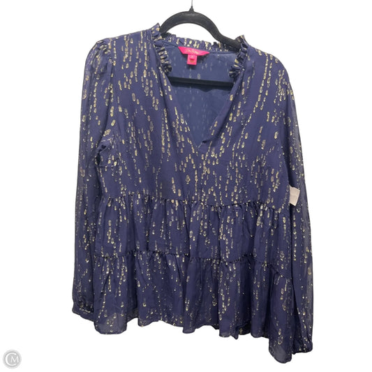 Top Long Sleeve Designer By Lilly Pulitzer In Navy, Size: 8