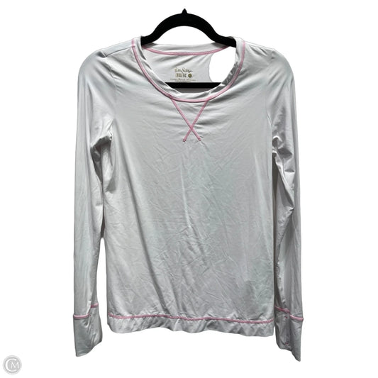 Top Long Sleeve Designer By Lilly Pulitzer In Pink & White, Size: Xs
