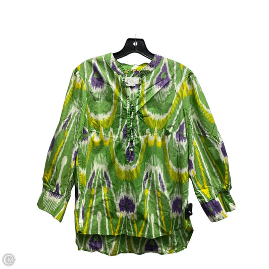Top Long Sleeve By Anthropologie In Green & Purple, Size: M