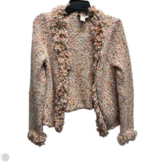 Sweater Cardigan By Doncaster In Green & Pink, Size: M