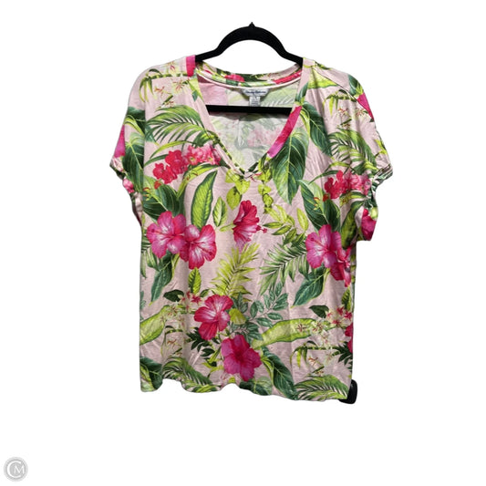 Top Short Sleeve Basic By Tommy Bahama In Green & Pink, Size: L